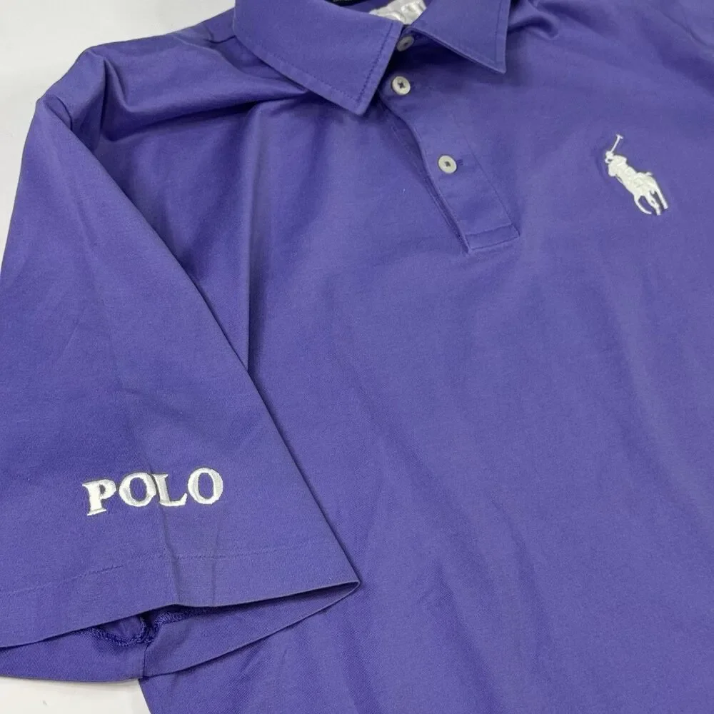 Vintage Polo Golf Ralph Lauren Mens Purple Polo Shirt White Pony‎ Size M